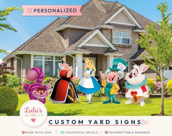 Alice in Wonderland cutout and yard sign