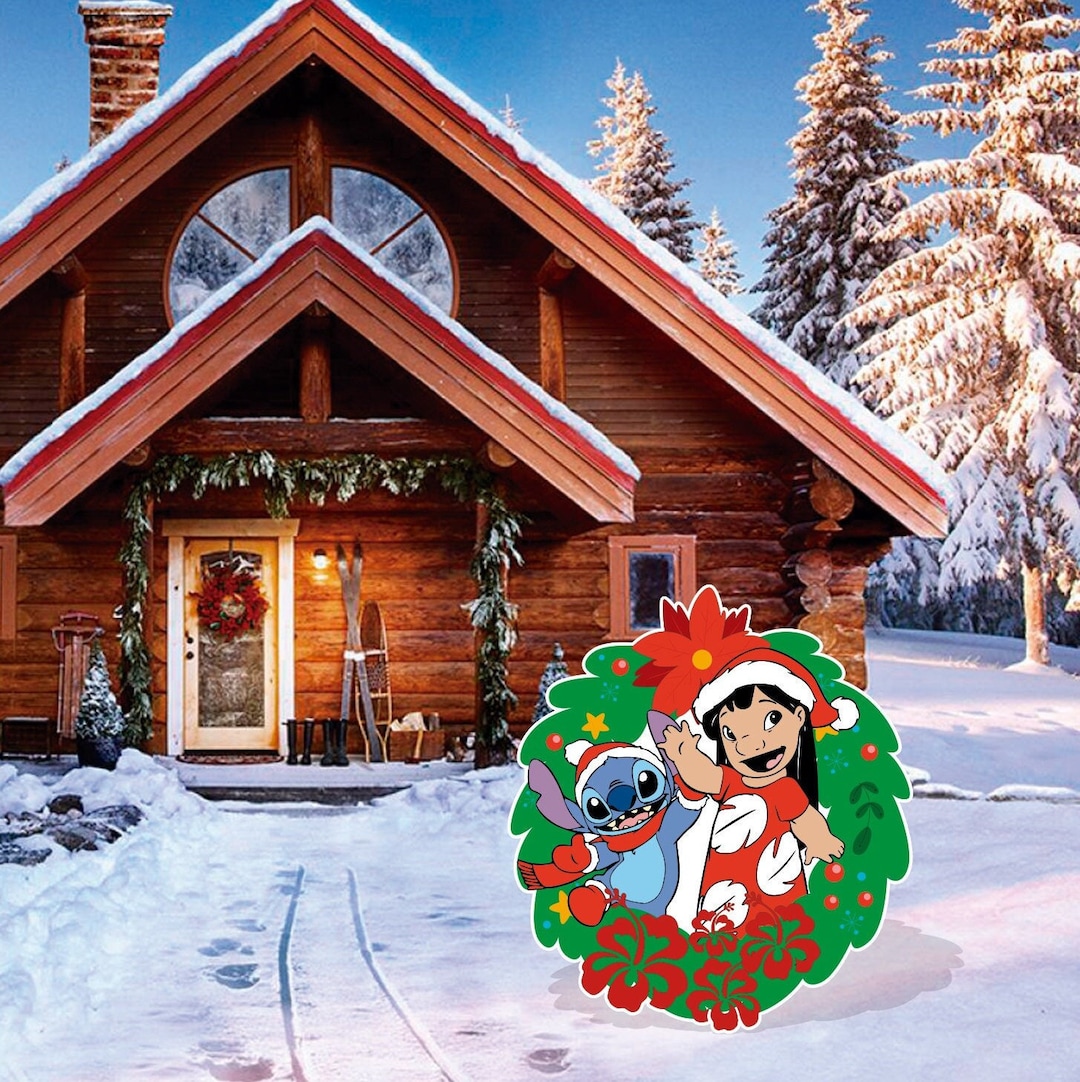 Lilo and Stitch Christmas Wreath Cutout and Yard Sign - Etsy