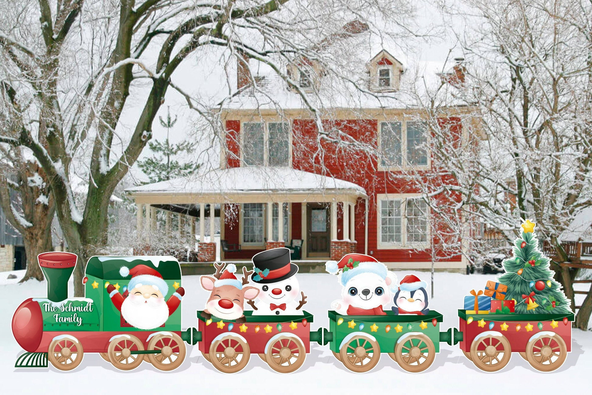 Christmas Train cutout and yard sign