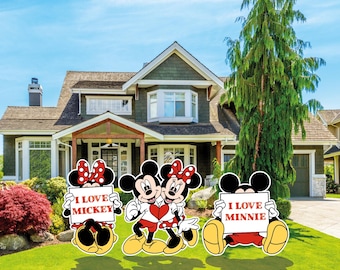 Mickey and Minnie Valentine's cutout and yard sign