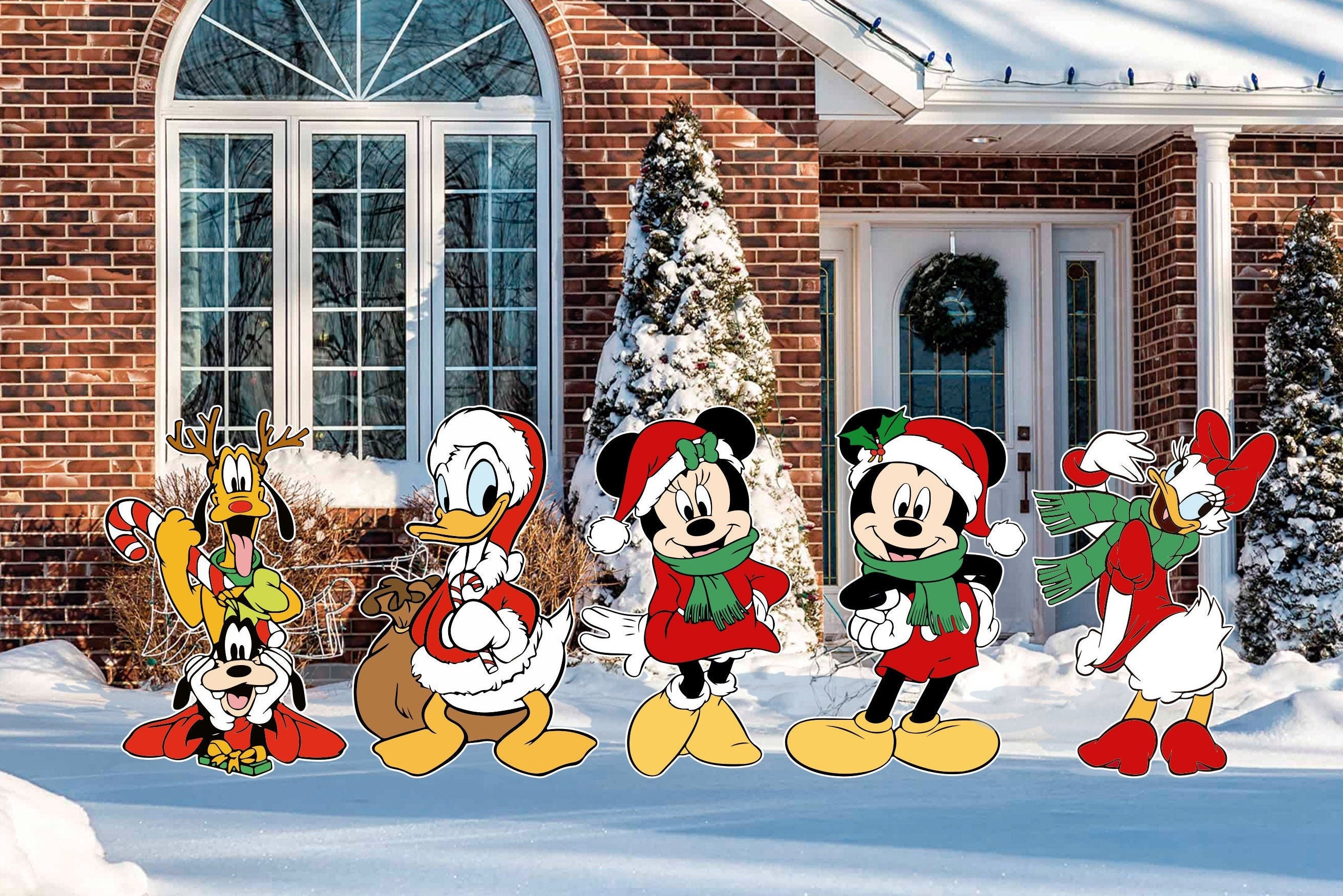 Mickey Minnie Donald Daisy Goofy Christmas Cutout And Etsy Mickey Minnie Donald Daisy Goofy Christmas Cutout And Etsy