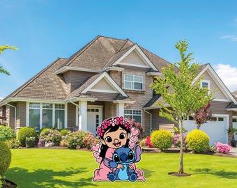 Lilo & Stitch Cute Valentine's Day cutout and yard sign