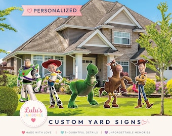 Toy Story cutouts and yard signs