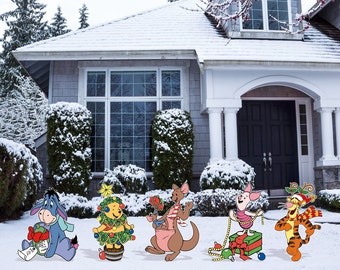 Winnie the Pooh Christmas cutout and yard sign