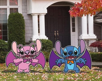 Stitch & Angel Vampire Halloween cutout and yard sign