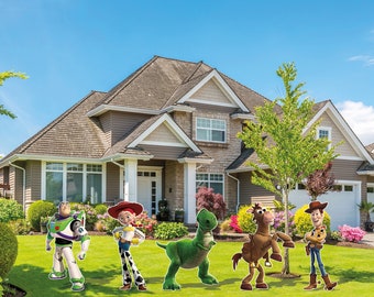 Toy Story cutouts and yard signs
