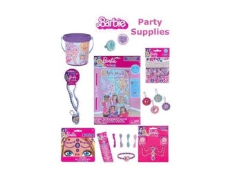 BARBIE Partyzubehör, Dekorationen, Gastgeschenke und Geschenke - Geburtstag, Pizza-Party + KOSTENLOSES Bonus-Geschenk (Mattel)