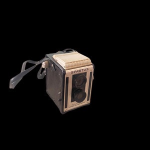 Cámara de cine y vídeo SPARTUS 2 en 1 de 120 mm con vista completa (seudo TLR) antigua, fabricada en EE. UU.