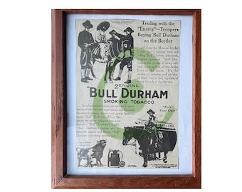 Original Framed Vintage BULL DURHAM Smoking Tobacco Advertisement