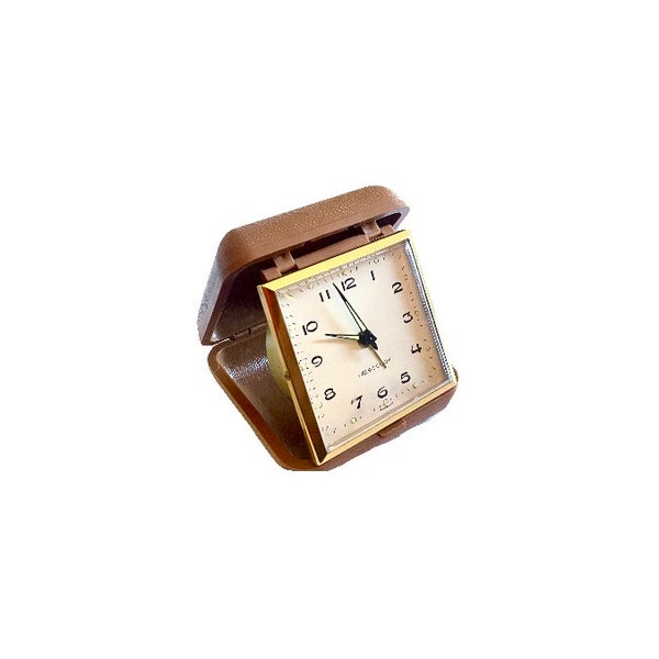 Vintage WESTCLOX Gold Toned Windup Travel Analog Alarm Clock