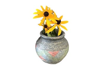 Antique Looking Hand-Painted STONEWARE Globular Otta ROUND VASE Design