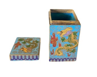 Chinesische CLOISONNÉ Schmuck- oder Schmuckschatulle aus Emaille - Drachendesign