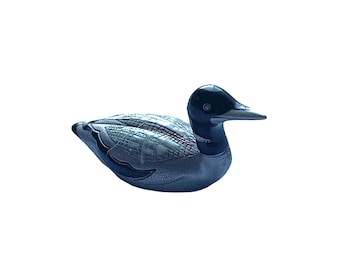 Beautiful Hand-Painted Miniature PEWTER Vintage LOON Figurine by G+G