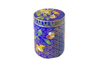 Chinesische Cloisonné Emaille Box - Vogel Blumen Design Schmuck Pillenbehälter