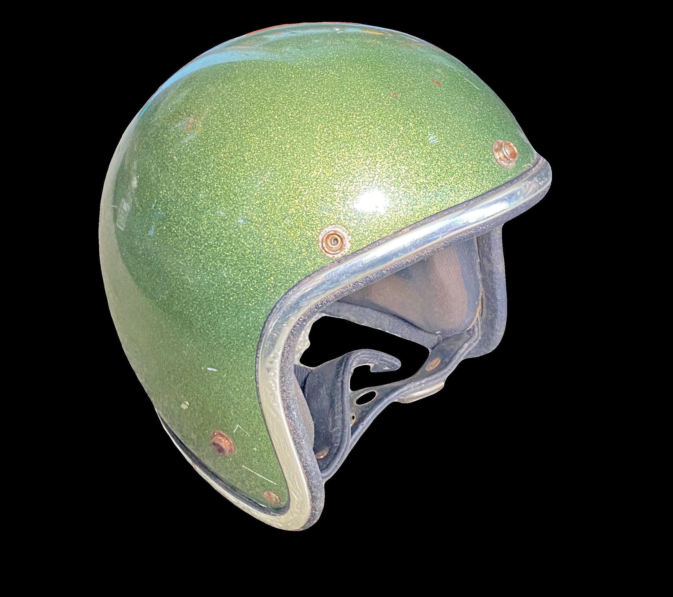 Vintage ARTHUR FULMER Motorcycle Helmet AF20 Green Metal