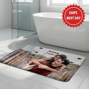 Custom Printed Plush Bath Mat, Personalized Quick-Dry Floormat, Non-slip Backing 18" x 30"