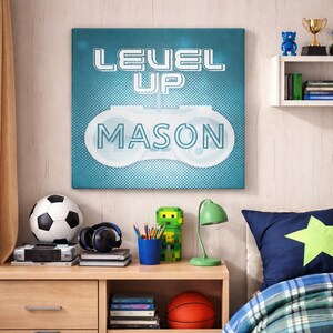 Level Up Gaming Controller Personalized Canvas Wall Art by Yass Naffas Designs