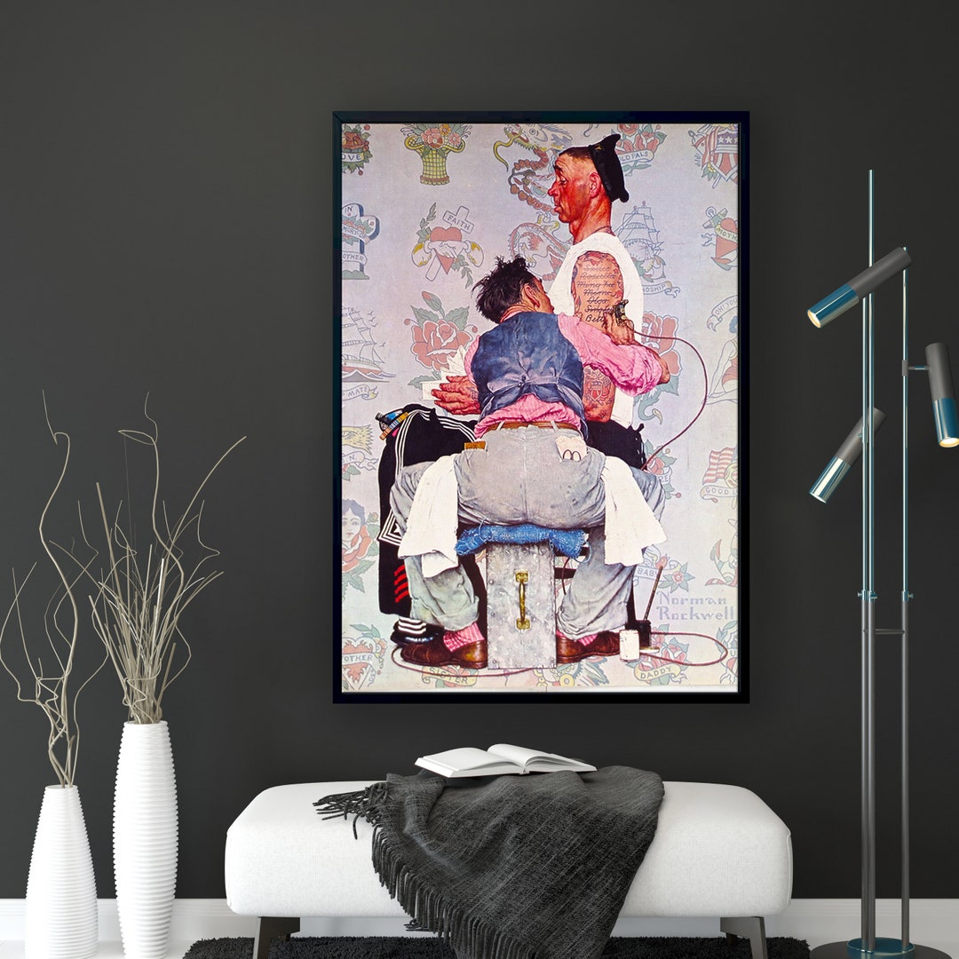 Norman Rockwell Tattoo Artist Poster Printtattoo Funny - Etsy