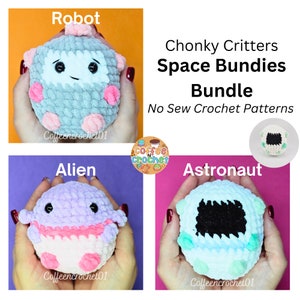 3 in 1 No Sew Space Buddies Bundle Crochet Pattern amigurumi pattern alien robot astronaut space pattern crochet pattern crochet beginner