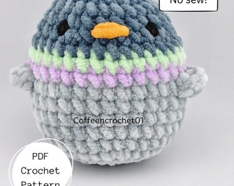 No Sew Pigeon Bird Stressball Crochet Pattern amigurumi pattern pigeon pattern crochet pattern cute beginner market