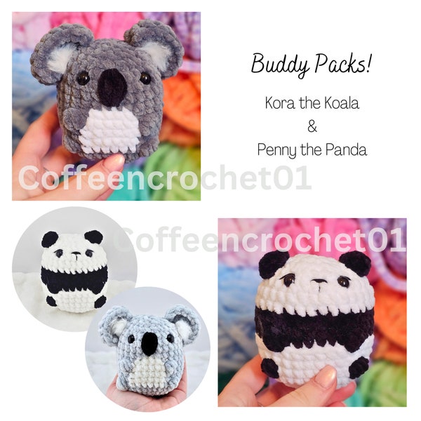 Buddy Pack Kora de Koala & Penny de Panda Dieren haakpatroon amigurumi patroon haakpatroon schattig gehaakte beginner