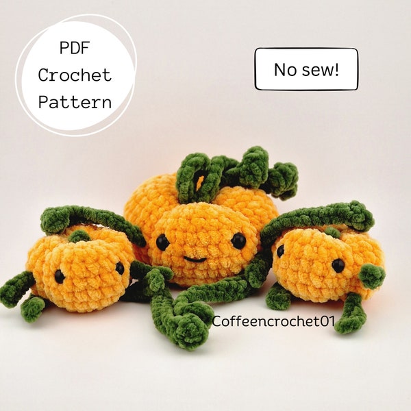 FREE Petey and Pepe the pumpkin pals Crochet Pattern amigurumi pattern stressball pattern  cute crochet beginner crochet tutorial no sew