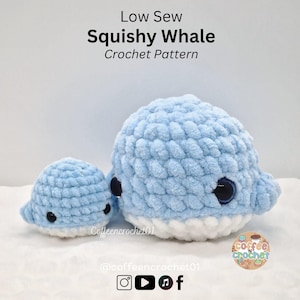 Low Sew Whale Crochet Pattern amigurumi pattern whale pattern crochet pattern cute crochet beginner crochet tutorial squishy whale