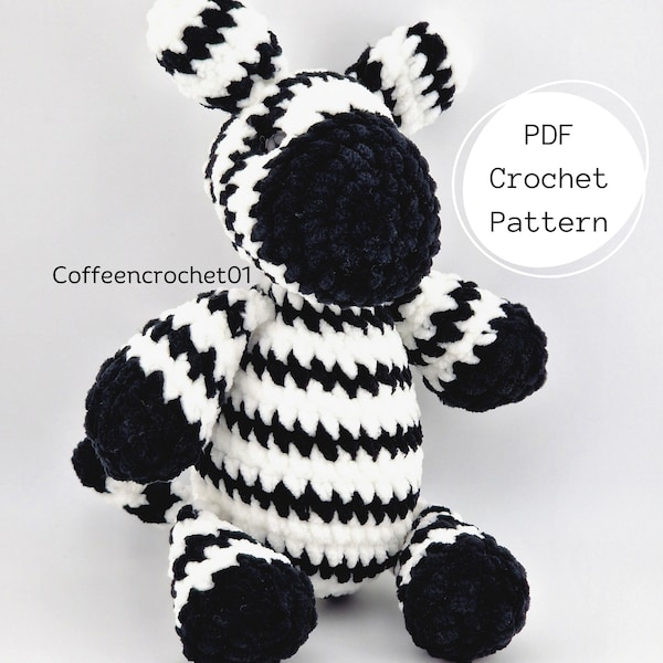 Zara the Zebra Crochet Pattern amigurumi pattern zebra pattern zoo crochet pattern cute crochet beginner crochet tutorial animal