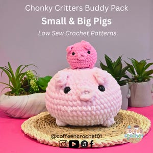 2 in 1 Small Pig and Big Pig Amigurumi Crochet Patterns, Small Pig Crochet Pattern, Big Pig Crochet Pattern