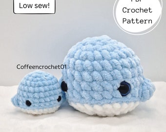 Low Sew Whale Crochet Pattern amigurumi pattern whale stressball pattern crochet pattern cute crochet beginner crochet tutorial