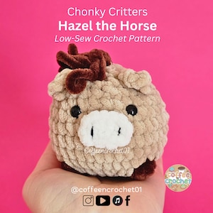 Low Sew Horse farm Animals Crochet Pattern amigurumi pattern crochet pattern cute crochet beginner crochet video tutorial Hazel