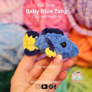 Schema all&#39;uncinetto Baby Blue Tang: pesce amigurumi senza cuciture (schema PDF)