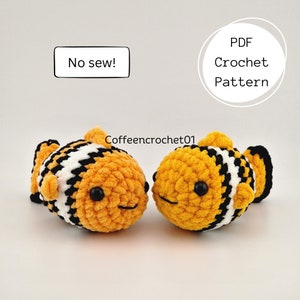 No Sew Clownfish Crochet Pattern amigurumi pattern fish stressball pattern crochet pattern cute crochet beginner crochet tutorial