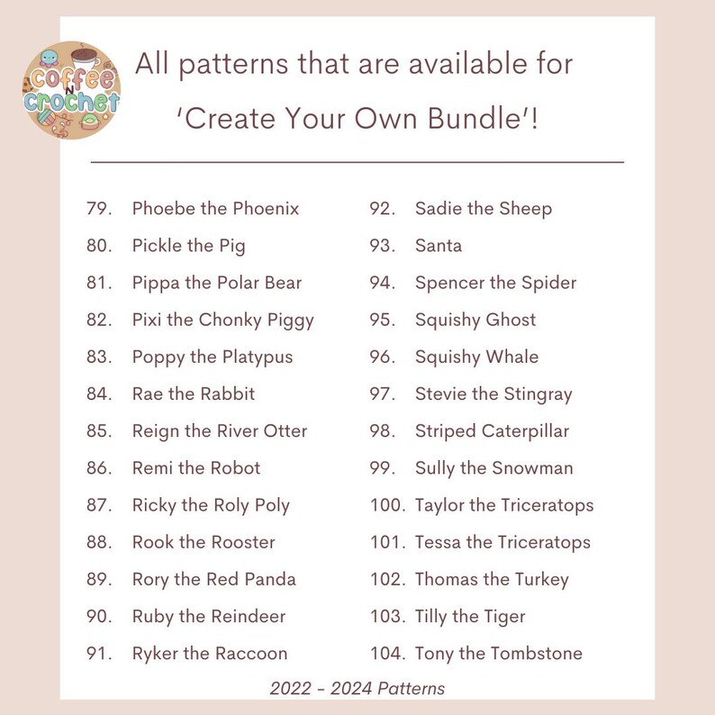 Create Your Own 15 Crochet Pattern Pack Bundle - Etsy Australia