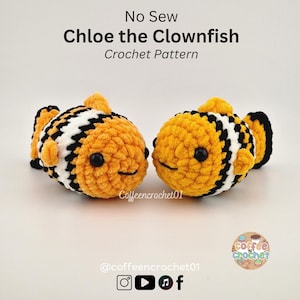 Patrón de pez payaso a crochet sin costuras: Amigurumi Chloe (Patrón PDF)
