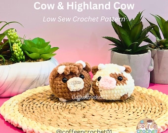 Cow and Highland Cow Amigurumi Crochet Patterns (PDF Pattern)