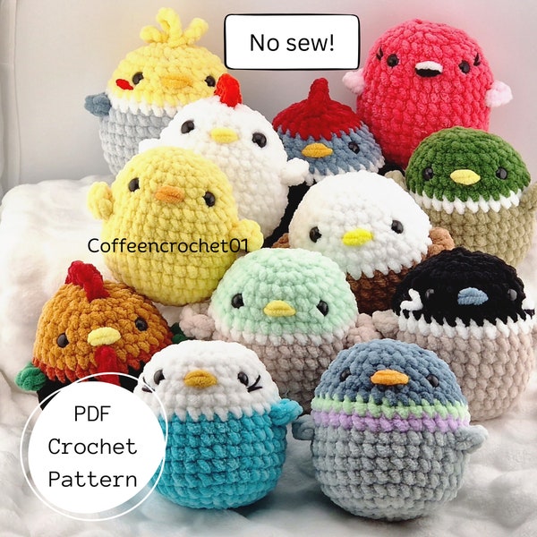 No Sew Bird Stressballs Crochet Pattern amigurumi pattern duck pattern mallard pattern crochet pattern cute crochet beginner tutorial