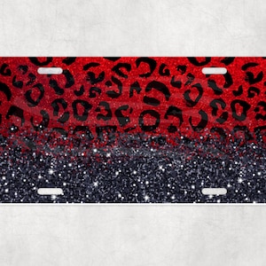 License Plate Red and Black Glitter, Leopard PNG, Car Plate PNG, Car Tag PNG, Car Plate Image, Car Accessory, Sublimation