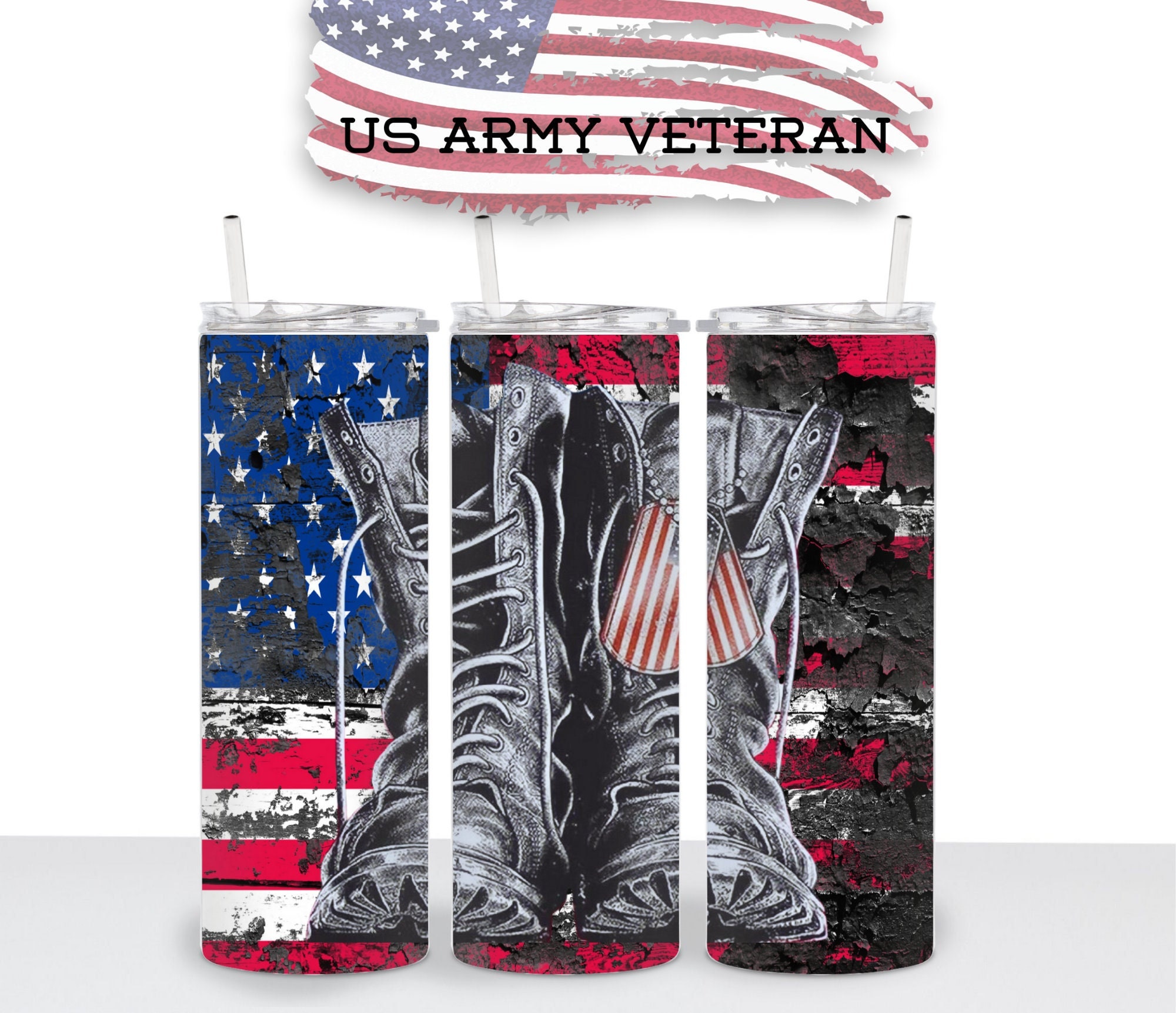 US Army Combat Boots United States Rustic Flag Tumbler Wrap 20 Oz ...