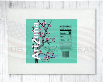 Arizona Green Tea & Mango PNG Image, 20 oz Skinny Tumbler Wrap, Print, Sublimation, Straight Image, Waterslide, PNG Download