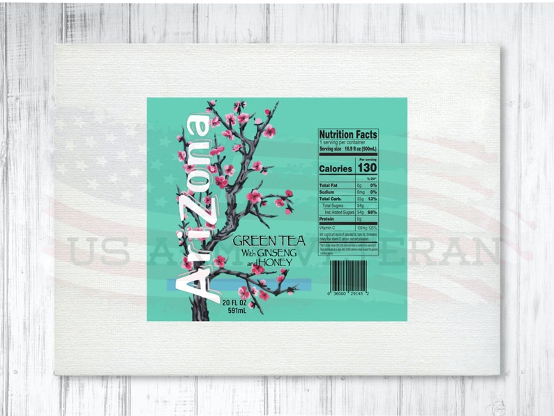 Arizona Green Tea & Mango PNG Image, 20 Oz Skinny Tumbler Wrap, Print ...
