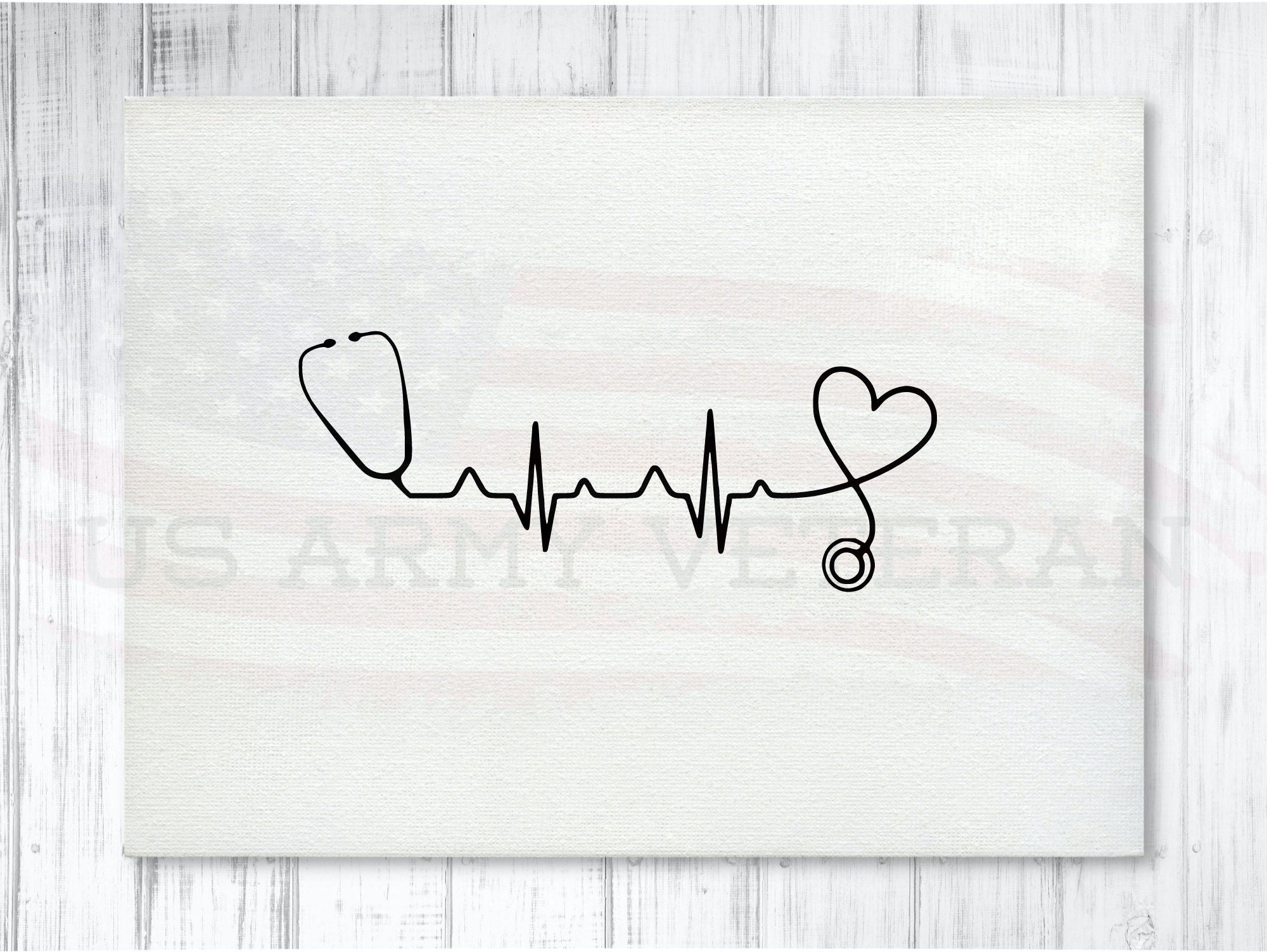 Stethoscope Heart Rhythm SVG Medical Svg Silhouette Svg Etsy