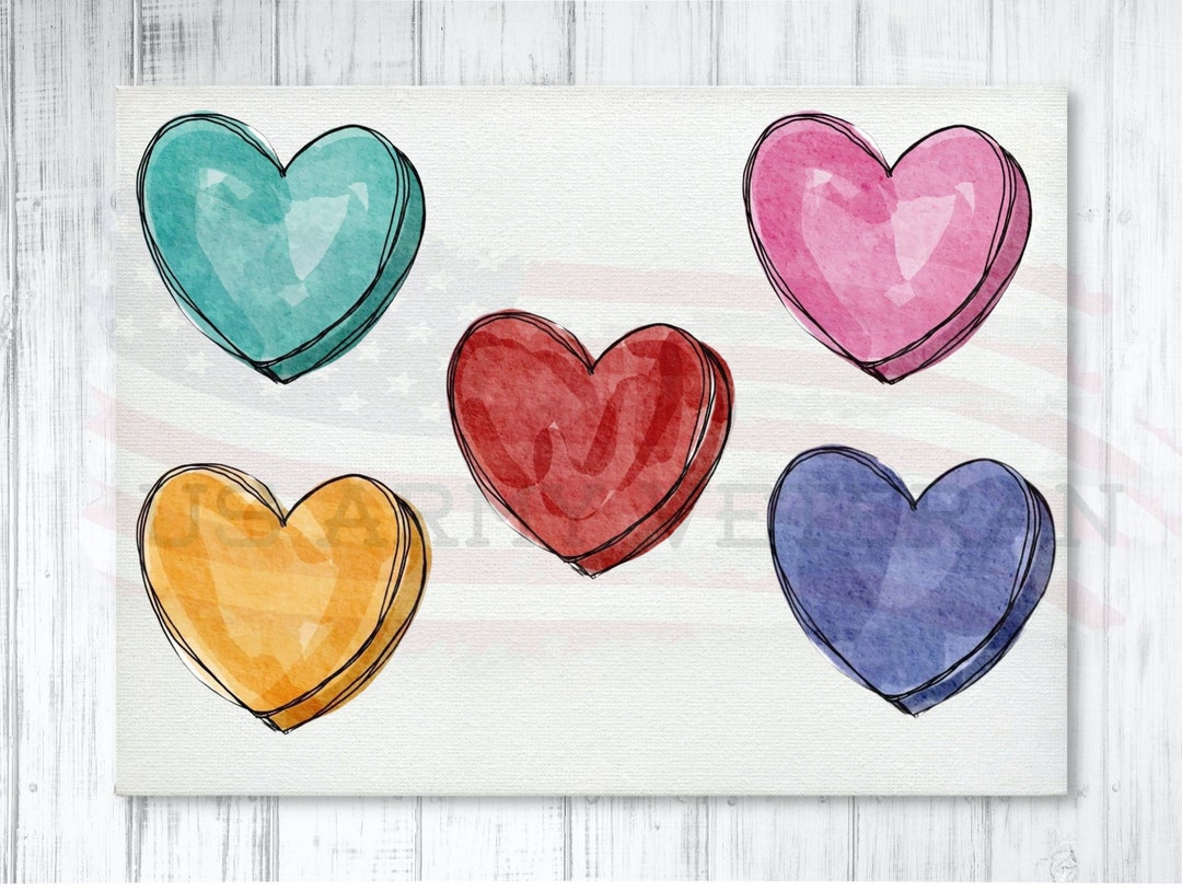 5 Candy Heart PNG, Candy Heart Clipart, Colorful Candy Hearts Etsy
