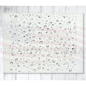 May include: A white background with a pattern of small, gray water droplets.