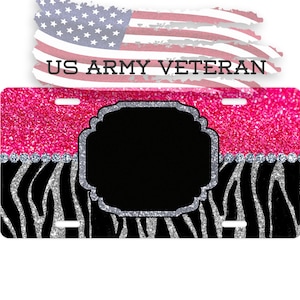 Sublimation License Plate Template, Zebra Print Car Tag PNG, Zebra Print PNG, Pink Glitter License Plate Design, Car Tag File PNG