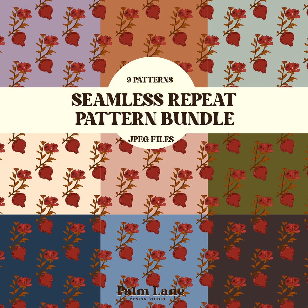 9 Pomegranate Seamless Repeat Patterns-instant Download-unlimited ...