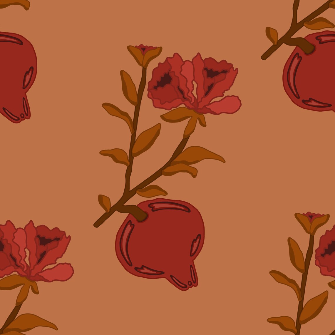 9 Pomegranate Seamless Repeat Patterns-instant Download-unlimited ...