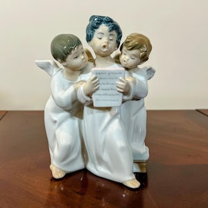 Vintage Lladro Three Angels Figurine #4542, Singing Angel Vintage Lladro Three Angels Figurine #4542, Singing Angel