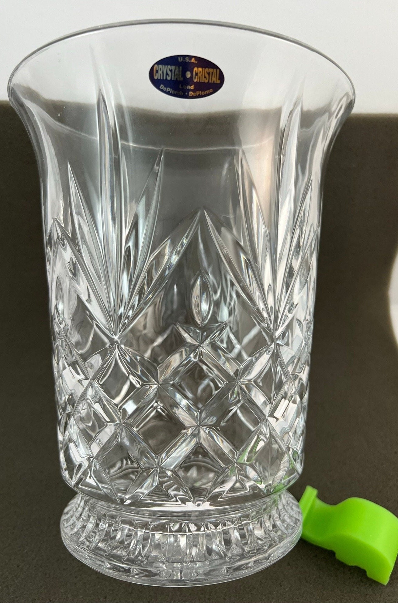 Lead Crystal Vase, Diamond Pattern, Deplomb Cristal U.S.A. , Flower Jar