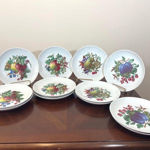 Naaman Israel Dessert Salad Bread & Butter Plates, Fruit Motif- Vintage Tableware Gift